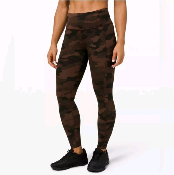 Lululemon Fast & Free Heritage 365 Brown Earth Camo Tight Womens Size 10 - Picture 1 of 13